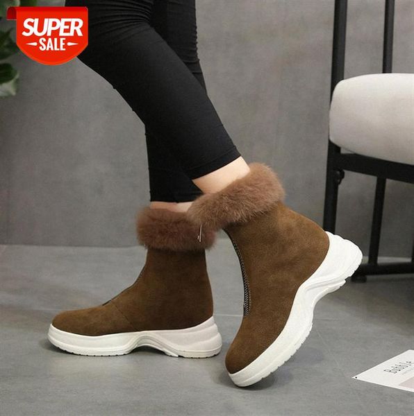 

women's cotton shoes sponge cake sole suede artificial short plush rubber low-heel tube round toe snow boots women #ye5s