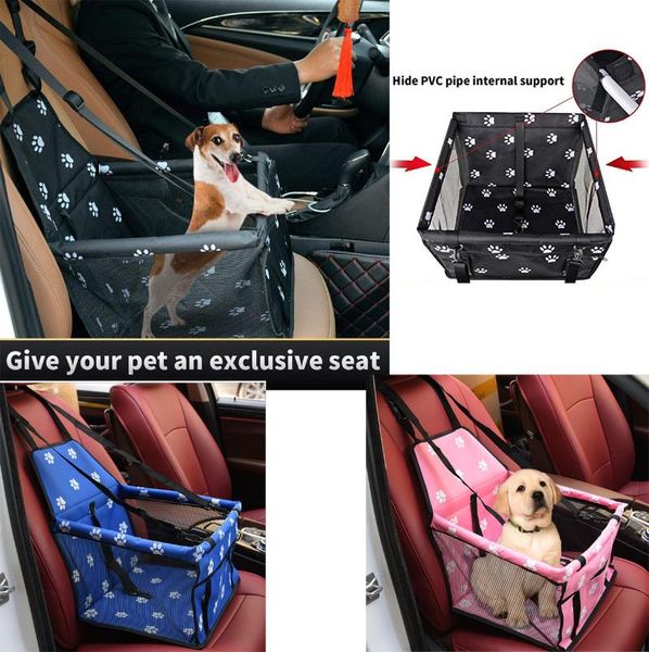 

car organizer pet seat carrier cage, folding soft washable oxford breathable travel bags for dogs storage box