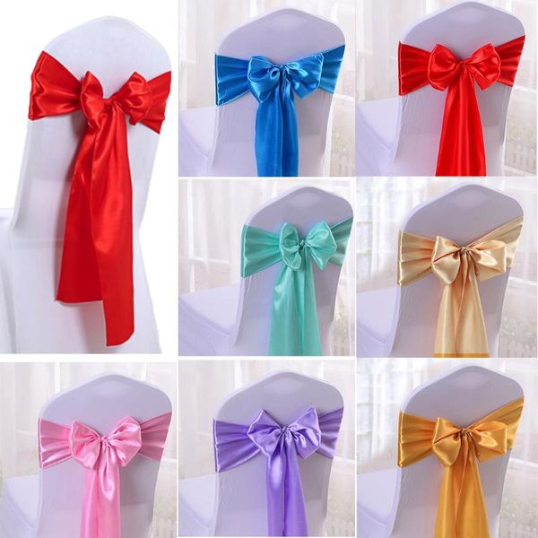 

25pcs/set satin chair sashes 280*14cm bow tie sash band for banquet table decoration weddings party accessories