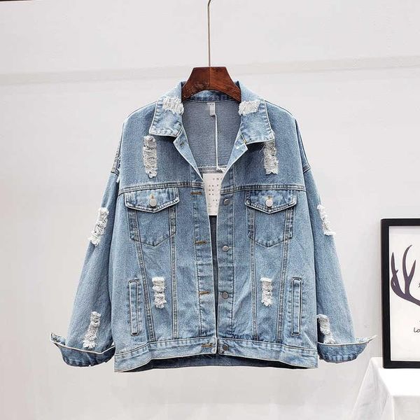 

women's jackets bf jeans outwear female spring autumn casual loose cowboy streetwear style print denim jacket coat diamonds hole, Black;brown