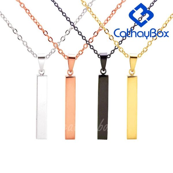 

pendant necklaces 50pcs/lot gold rose silver color stainless steel solid blank bar charm for buyer own