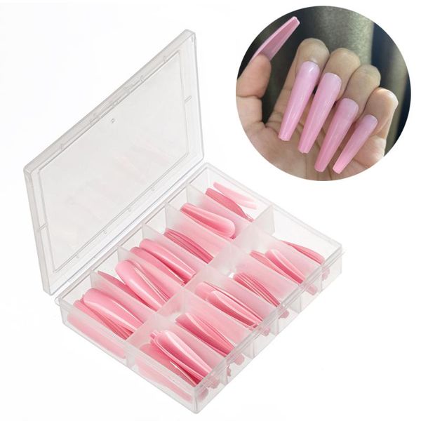 

false nails 120pcs super long fake art nail tips press on with designs detachable coffin gift manicure tool, Red;gold
