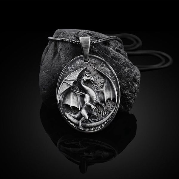 

necklace fashion men's designer trend punk style personality trendy student western dragon animal hip hop 2021 womens mens luxury, Silver