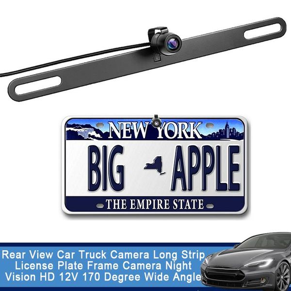 

rear view car truck camera long strip license plate frame rearview reversing night vision hd 12v 170 degree wide angle cameras& parking sens