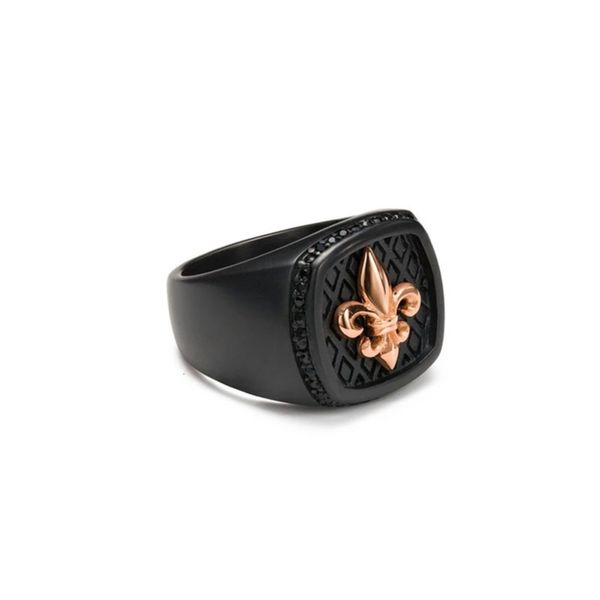 

fashion trend men's jewelry titanium steel intermediate color diamond ring can be private, Black