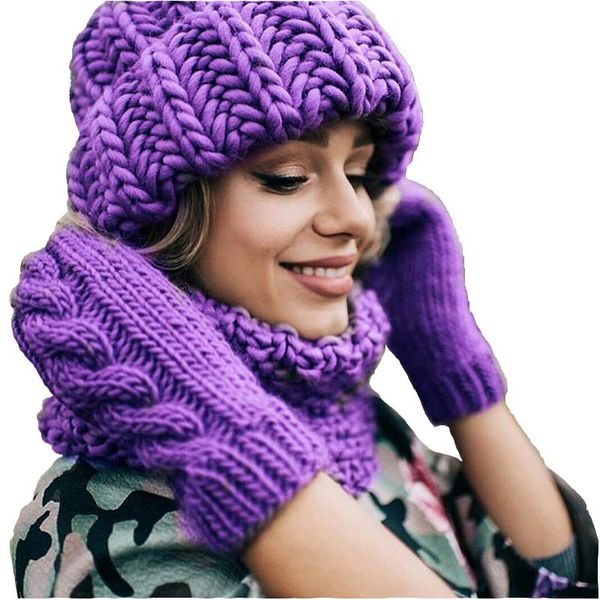 

beanies girl warm hat fashion coarse wool cap women's winter hats knitted warming comfortable casual skullies