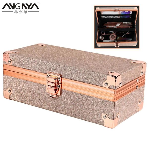 

nail art kits luxury rectangle double-layer buffer files container tool empty storage box tweezers clippers pens polishing