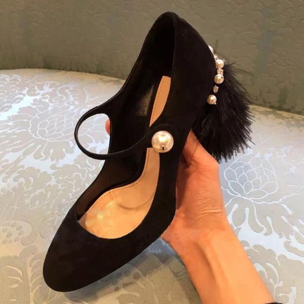 

dress pearl design spring woman black suede women pumps square high heels mary jane fashion brand party ladies shoes