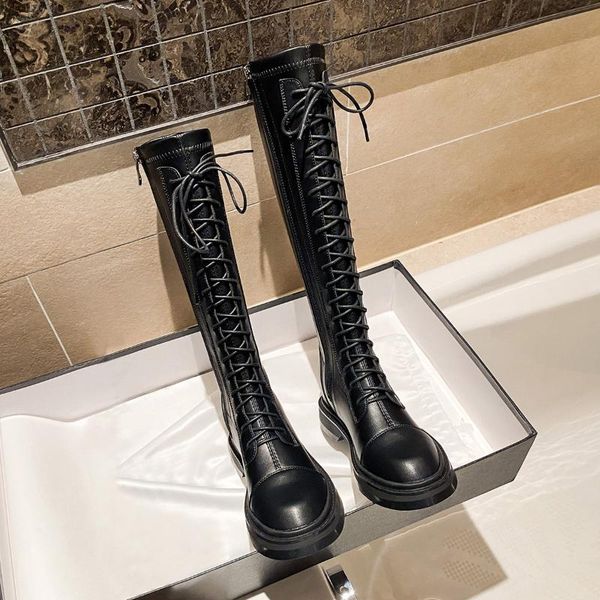 

boots high women's summer thin 2021 for knight show british style, Black