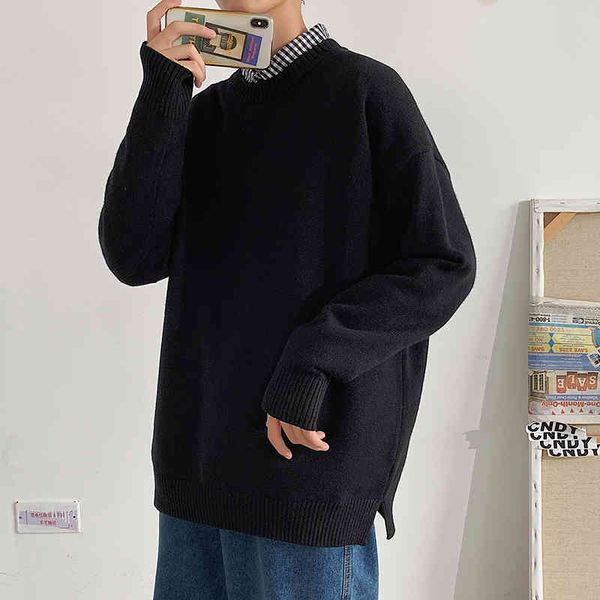 

men's sweaters loose male sweater with round neck, smooth for autumn and legitimate winter j7m0, White;black