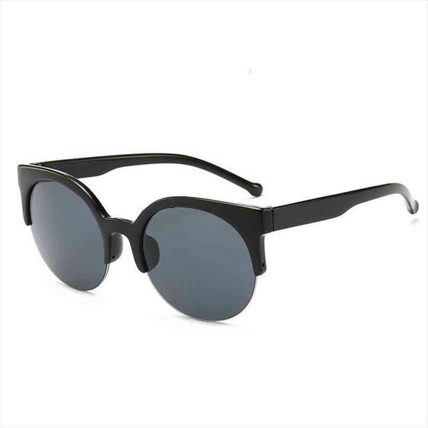 

half frame round sunglasses women fashion sunglasses vintage brand design ladies sun glasses eyewear uv400, White;black