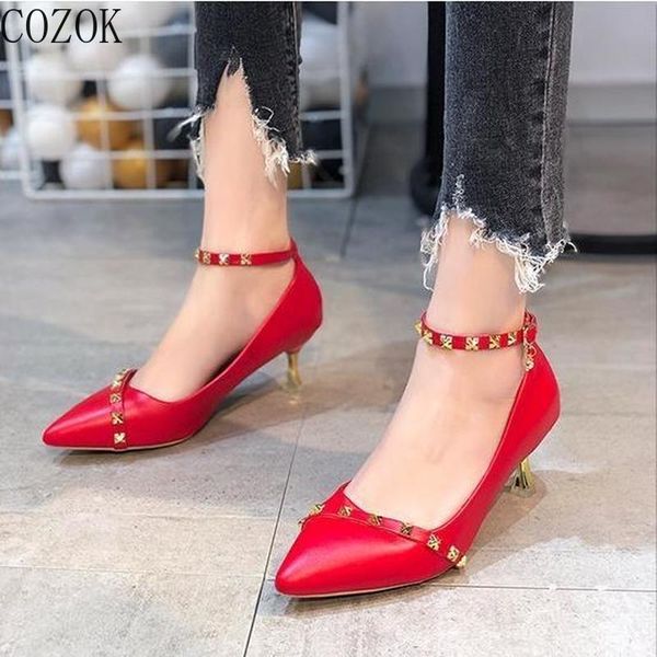 

sandals 2021 women's shoes rivets female summer thick with fine high-heeled pointed stiletto nightclub word maqh, Black