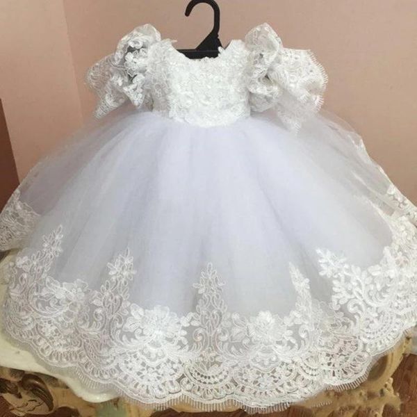 

girl's dresses lovely baby girl christening dress fluffy tulle applique lace princess first birthday party, Red;yellow