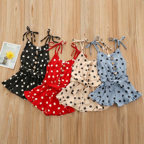 

jumpsuits dot printed suspender romper jumpsuit summer toddler baby girls strappy costume sleeveless girl clothes pour enfants, Blue