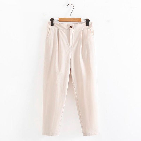

women's pants & capris womens harem cotton casual black beige basic pockets office lady trousers 2021 autumn winter plus size quality, Black;white