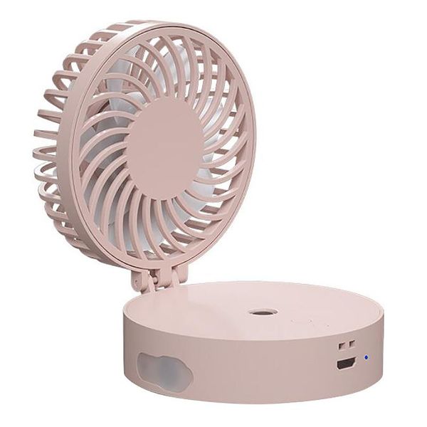 

electric fans portable water spray mist usb rechargeable with led lighting fan handheld deskhanging neck pocket small fan(pink)