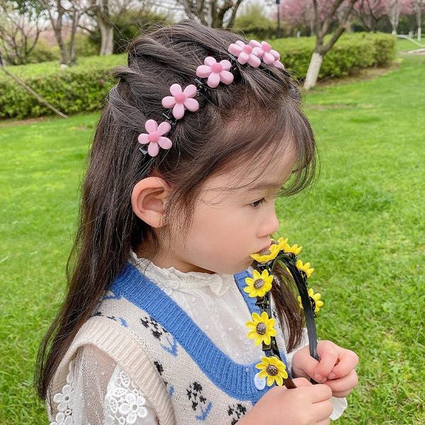 

hair accessories 2021 cute flower bangs fixed braided hairbands clips for girls kids sweet ornament headband fashion, Slivery;white