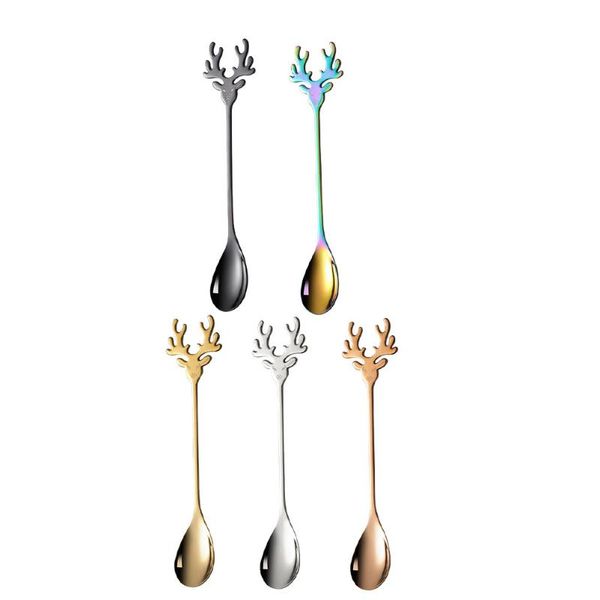 

dinnerware sets 5pcs christmas coffee spoons dessert stainless steel (assorted color)
