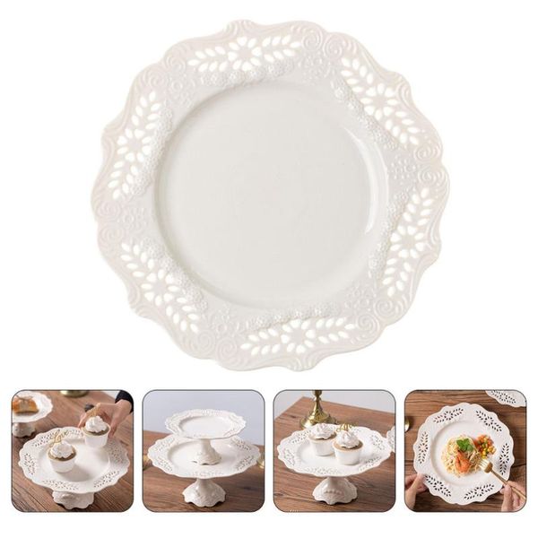 

dishes & plates 1pc creative ceramic household plate dessert container (white)