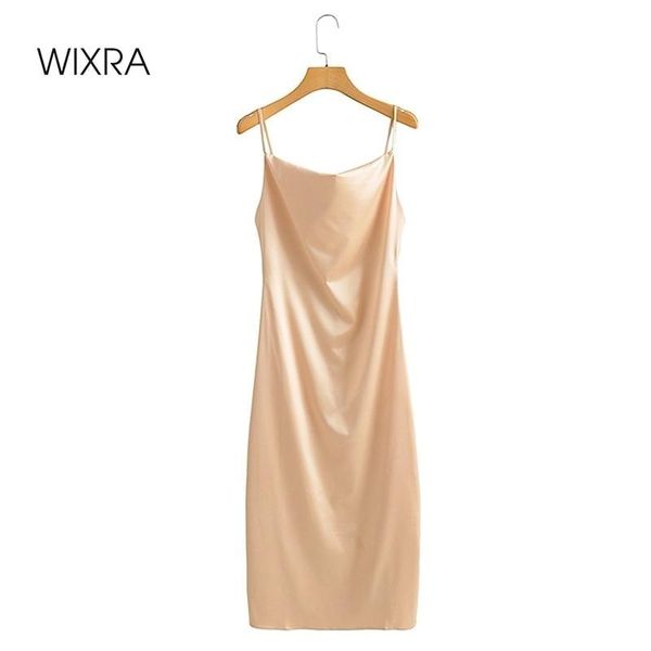 

wixra womens satin dress elegant solid slim mid-calf spaghetti strap party dresses high street 2021 spring summer casual, Black;gray