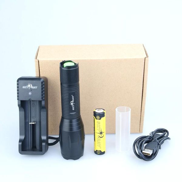

s-r6 t6 260lm 5-mode led zooming +1x18650+1xusb cable+1xcharger flashlights torches