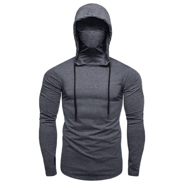 

men's hoodies & sweatshirts thin mens hoodie long sleeve with mask sweatshirt casual splice large open-forked hooded, Black