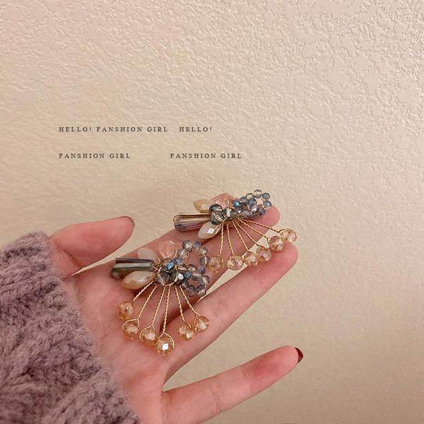

dangle & chandelier 925 silver needle crystal beaded bow temperament earrings korean fashion niche design personalized for women