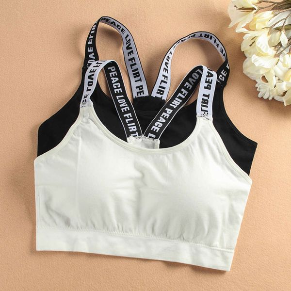 

lingerie girl cotton padded shockproof sports simple letter girls underwear, Black;pink