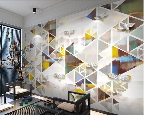 

wallpapers papel de parede ink painting abstract geometric modern 3d wallpaper living room tv wall kitchen kids restaurant bar mural