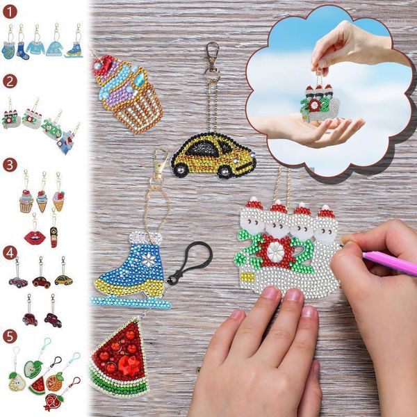 

christmas decorations diy diamond painting animal and plant metal keychain jewelry 5d mosaic picture of rhinestone gift