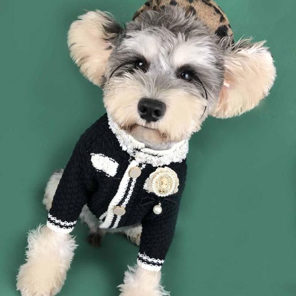 

dog apparel clothes spring small fragrance sweater cardigan schnauzer yorkshire pug cat pet