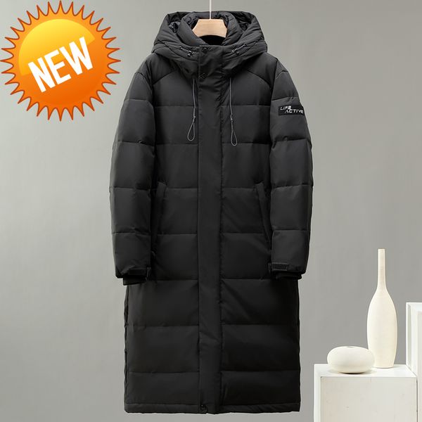 

2021 new brand winter down jacket men outwear hooded thick warm black long parkas fashion white duck coat overcoat