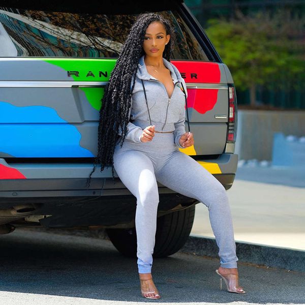 

women's jumpsuits & rompers autumn winter cardigan and hooded sweater fashion leisure suit for women, Black;white