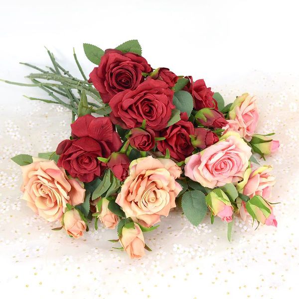 

decorative flowers & wreaths 1pc rose artificial branches for home decor wedding table decoration beautiful flower bridal shower party suppl