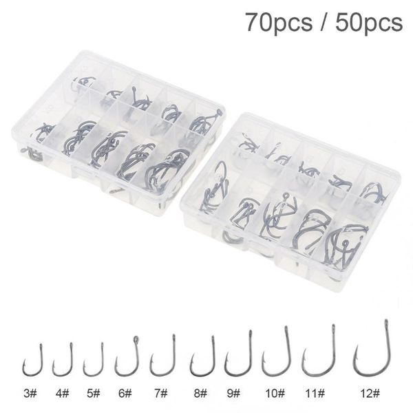 

/ 70pcs fishing hook sets 3-12# high carbon steel single fishhooks jip barbed carp hooks with hole