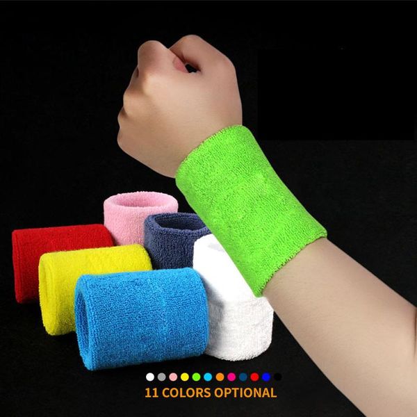 

wrist support 1pcs sweatband tennis sport wristband volleyball gym brace sweat band towel bracelet protector 5x8cm, Black;red