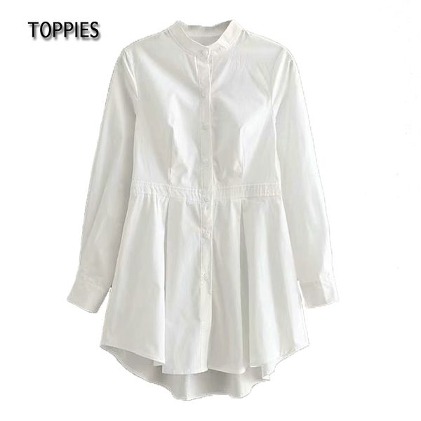 

ies spring white long blouse women draped blouse dress blusas mujer 210412