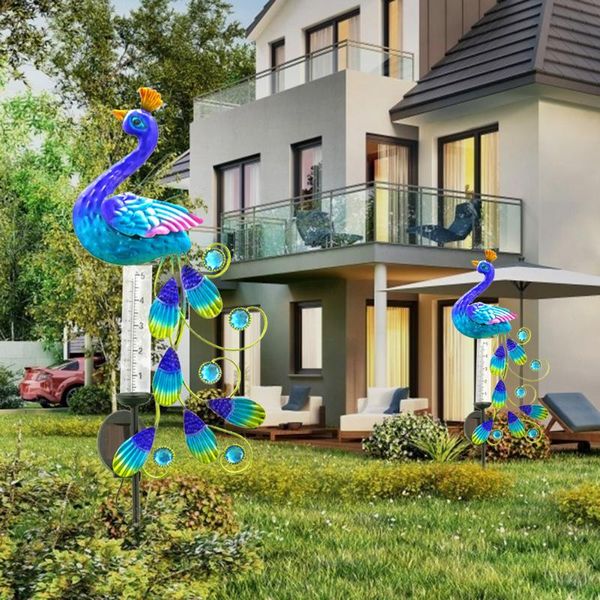 

solar lamps peacock lights ground plug garden decoration outdoor waterproof wedding decorative rain gauge animal lamp