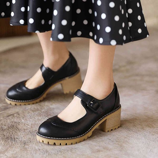 

sandals retro female classic solid spring buckle square heel sewing round toe pumps women comfy fashion shoes woman, Black