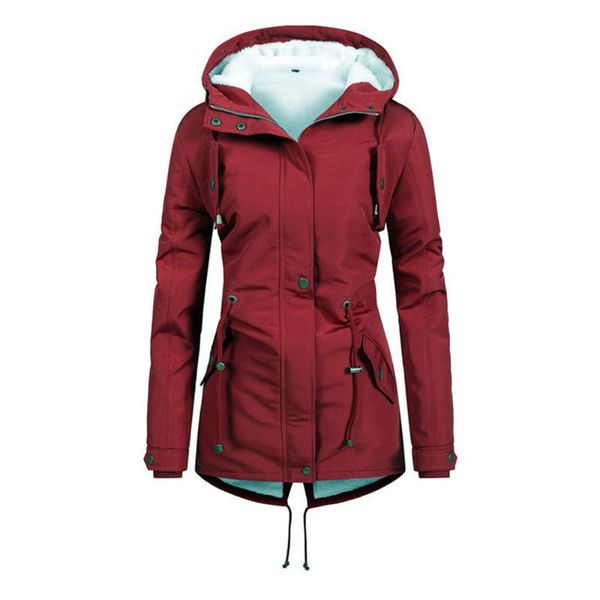 

women's jackets solid color women parkas long sleeve warm jacket winter pocket coat cotton button slim casual hoodies female, Black;brown