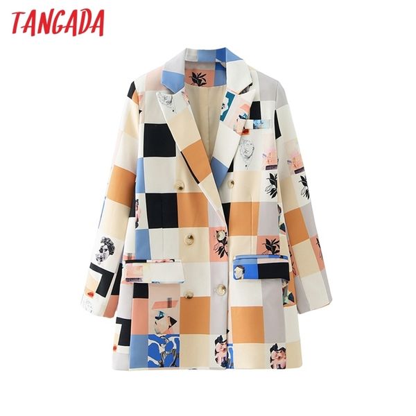 

autumn winter women fashion print female long sleeve jacket ladies casual loose blazer da19 210416, Black