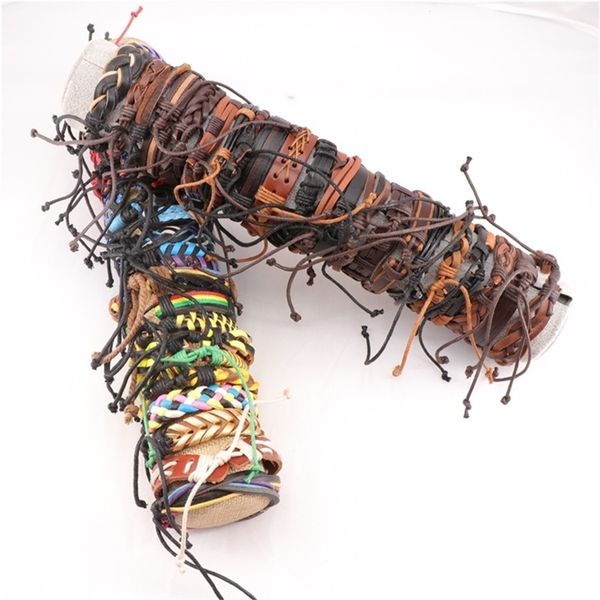 

wholesale 30/50pcs mens vintage leather bangle bracelets cuff jewelry gift party bracelets for women-a, Golden;silver