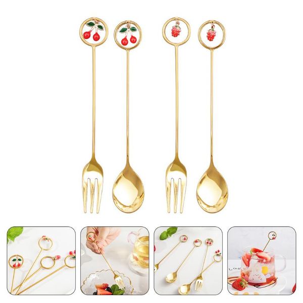 

spoons 4pcs creative coffee dessert stainless steel (golden)