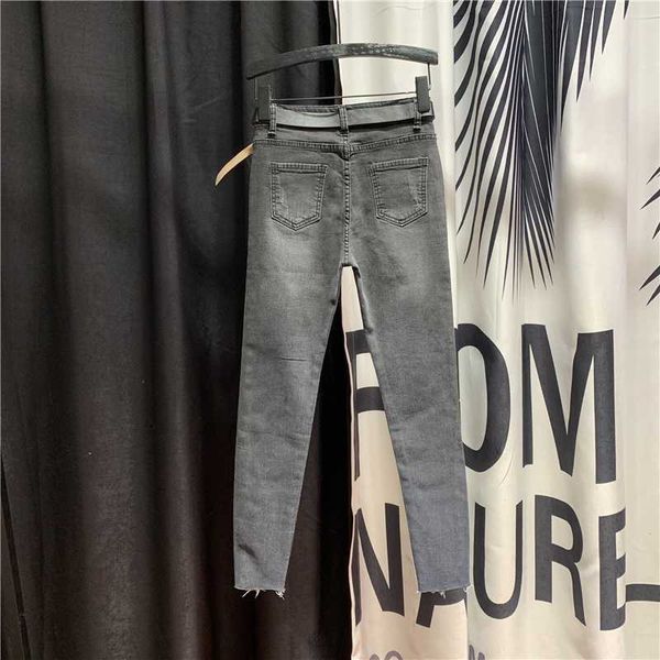 

women's jeans european slim pants women spring personality high waist hole ripped pencil tight denim trousers r0hm, Blue