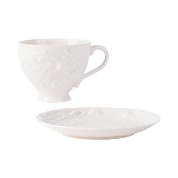 

mugs 1 set creative tea mug coffee cup and saucer serving (white)