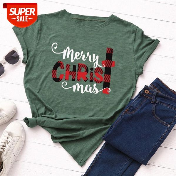 

christmas spot european and american women's loose round neck short-sleeved cotton t-shirt blouse #yd3t, White