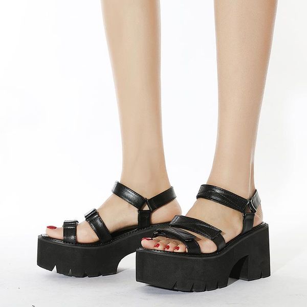 

sandals summer leisure high heel women platform heels black shoes peep toe