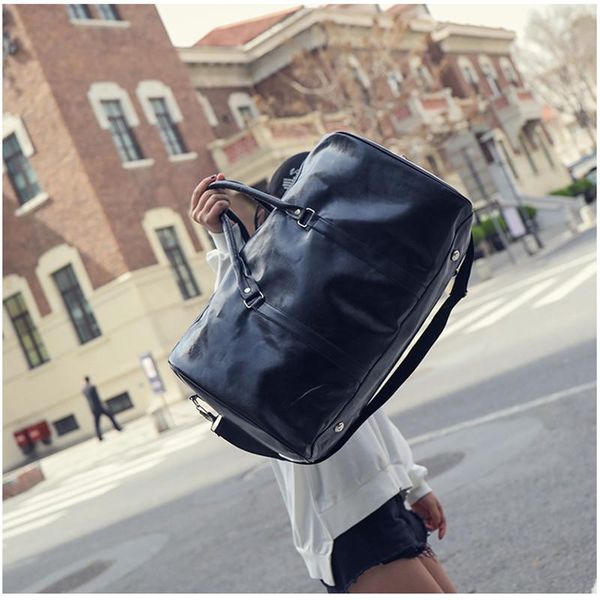

large-capacity outdoor bag travel women handbag soft pu leather vintage duffel fashion casual men sports fitness bags