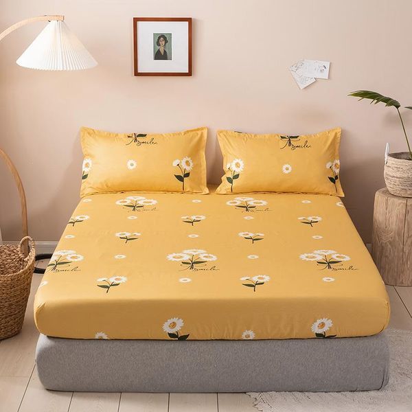 

bed cover 3pcs 100% polyester yellow sunflower sheet case mattress four corners with elastic band set sheets & sets