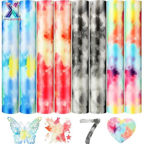 

window stickers xfx htv 8 sheet rainbow heat transfer 12 x 10 inch 4 assorted color tie dye iron on for diy t shirt cricut